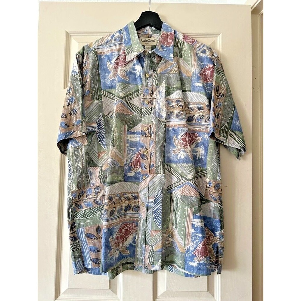 Cooke Street Honolulu Hawaiian Button Up Short Sleeve Shirt Cotton Pocket Men XL